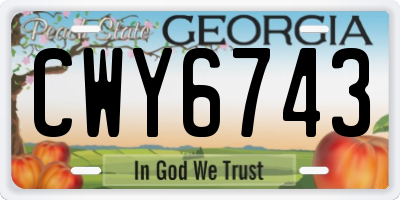GA license plate CWY6743