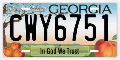 GA license plate CWY6751