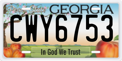GA license plate CWY6753