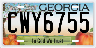 GA license plate CWY6755
