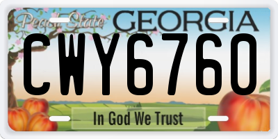 GA license plate CWY6760