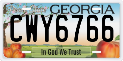 GA license plate CWY6766
