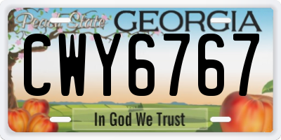 GA license plate CWY6767