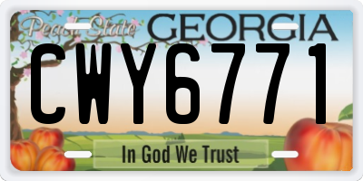 GA license plate CWY6771