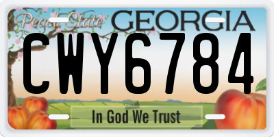 GA license plate CWY6784