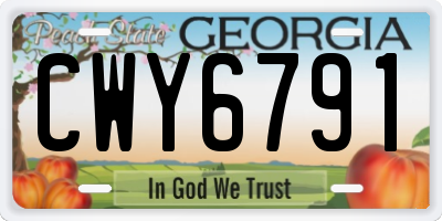GA license plate CWY6791