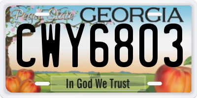 GA license plate CWY6803