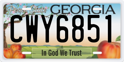 GA license plate CWY6851
