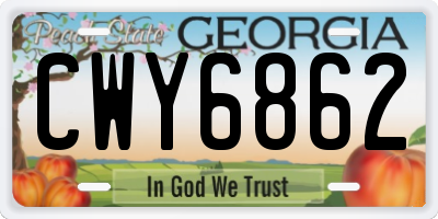 GA license plate CWY6862