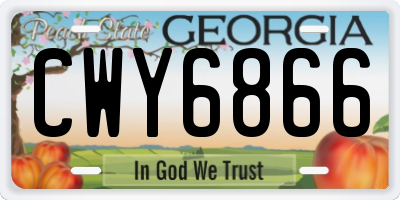 GA license plate CWY6866