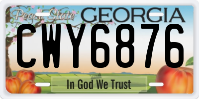 GA license plate CWY6876