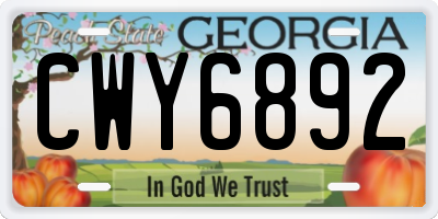 GA license plate CWY6892