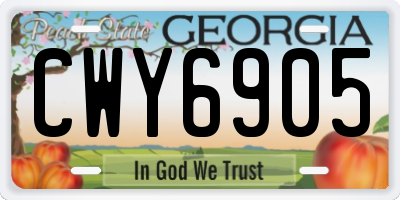 GA license plate CWY6905
