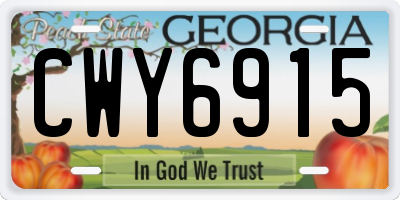GA license plate CWY6915
