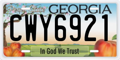 GA license plate CWY6921