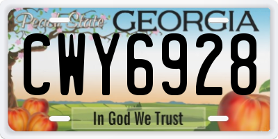 GA license plate CWY6928
