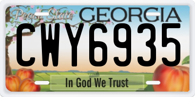 GA license plate CWY6935