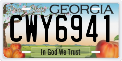 GA license plate CWY6941