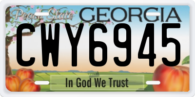 GA license plate CWY6945