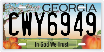 GA license plate CWY6949