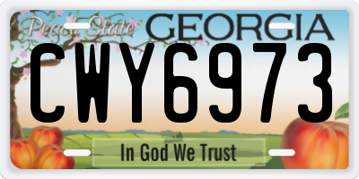 GA license plate CWY6973