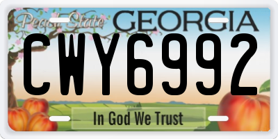GA license plate CWY6992