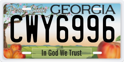 GA license plate CWY6996