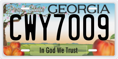 GA license plate CWY7009