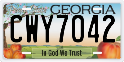 GA license plate CWY7042