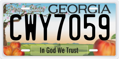 GA license plate CWY7059