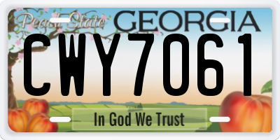 GA license plate CWY7061