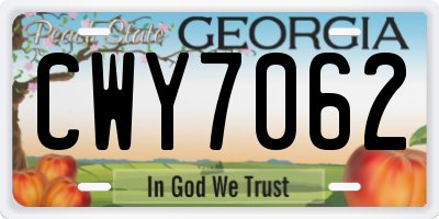 GA license plate CWY7062