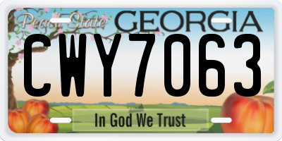GA license plate CWY7063