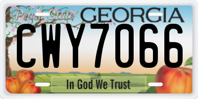 GA license plate CWY7066