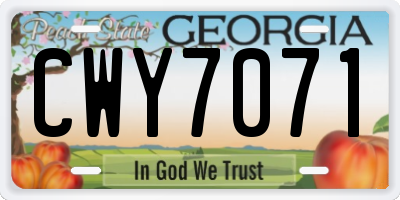 GA license plate CWY7071