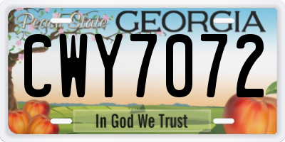 GA license plate CWY7072