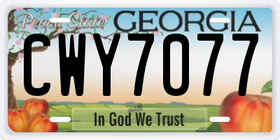 GA license plate CWY7077