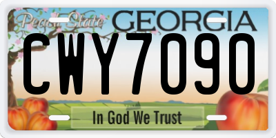 GA license plate CWY7090