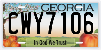 GA license plate CWY7106