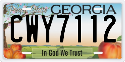 GA license plate CWY7112