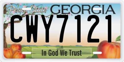 GA license plate CWY7121