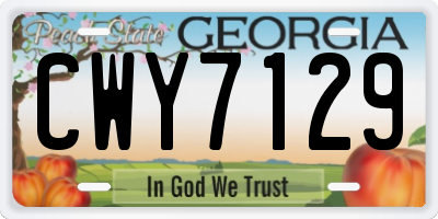 GA license plate CWY7129