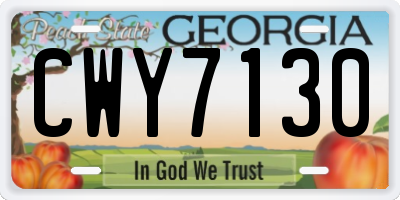 GA license plate CWY7130
