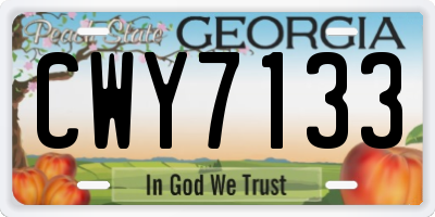 GA license plate CWY7133