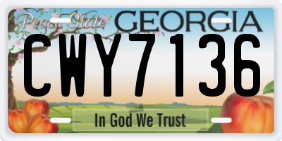 GA license plate CWY7136