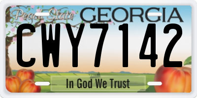 GA license plate CWY7142