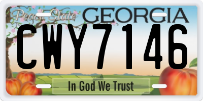 GA license plate CWY7146