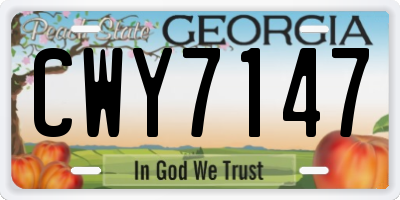 GA license plate CWY7147