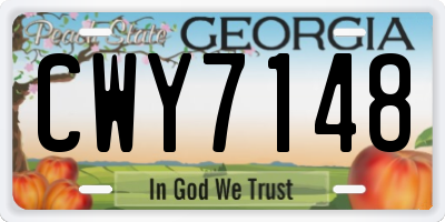 GA license plate CWY7148