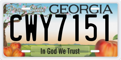 GA license plate CWY7151